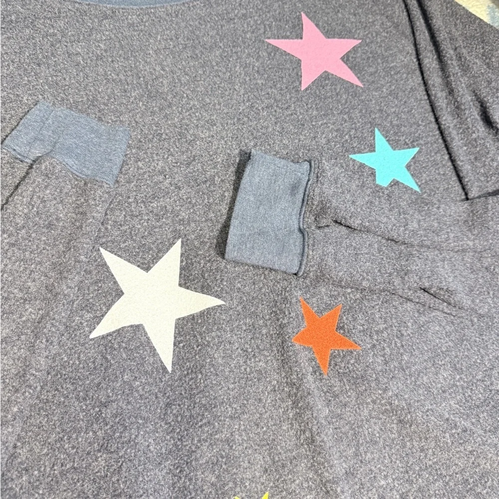 Wildfox Couture Scattered Star Patterned Navy Blue Long Sleeve Crew Sweater  XL - Picture 5 of 6
